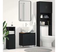 vidaXL Armadio per Lavabo da Bagno Rovere Nero 58 x 33 x 60 cm
