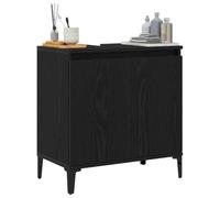 vidaXL Mobile da Bagno Moderno in Rovere Nero con Ante a Cerniera 58 cm x 33 x 50 Soluzione di Organizzazione Interna Design Minimalista Mobili in Legno Ingegnerizzato Essenziali per la Casa