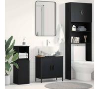 vidaXL Armadio per Lavabo da Bagno Rovere Nero 60 x 30 x 60 cm