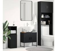 vidaXL Armadio per Lavabo da Bagno Rovere Nero 60 x 30 x 60 cm