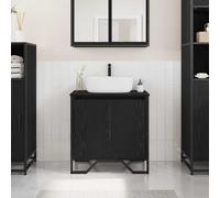 vidaXL Armadio per Lavabo da Bagno Rovere Nero 60 x 35 x 60 cm
