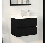 vidaXL Armadio per Lavabo da Bagno Rovere Nero 60 x 39 x 62 cm