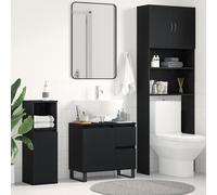 vidaXL Armadio per Lavabo da Bagno Rovere Nero 65 x 33 x 60 cm