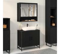 vidaXL Armadio per Lavabo da Bagno Rovere Nero 65 x 33 x 60 cm