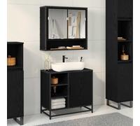 vidaXL Armadio per Lavabo da Bagno Rovere nero 65 x 33 x 60 cm