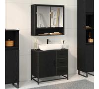 vidaXL Armadio per lavabo in stile urbano industriale, mobile alto per il bagno, rettangolare, in legno ingegnerizzato, con telaio in acciaio, moderno, con grande porta a cerniera