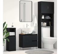 vidaXL Armadio per Lavabo da Bagno Rovere Nero 65 x 33 x 60 cm