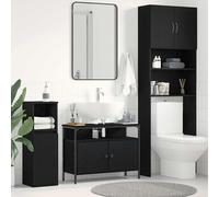 vidaXL Armadio per Lavabo da Bagno Rovere nero 80 x 30 x 60 cm