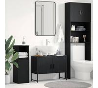 vidaXL Armadio per Lavabo da Bagno Rovere Nero 80 x 30 x 60 cm