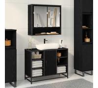 vidaXL Armadio per Lavabo da Bagno Rovere nero 80 x 33 x 60 cm