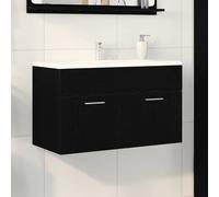 vidaXL Armadio per Lavabo da Bagno Rovere nero Legno multistrato