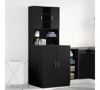 vidaXL Armadietto per lavatrice, 2 pezzi, rovere nero, 70,5 x 71,5 x 181,5 cm, in legno, lavatrice, rovere nero, 70,5 x 71,5 x 91,5 cm, in legno
