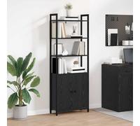 vidaXL Libreria nera effetto quercia 60 x 24 x 161 cm, materiale in legno, Home Office, moderno sistema di scaffalatura industriale, unità autoportanti, presentazione elegante per decorazioni urbane