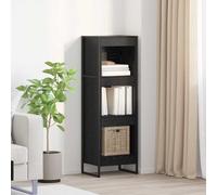 vidaXL Cassetta per libri, rovere nero, 80 x 30 x 155 cm, in legno ingegnerizzato, soggiorno, serie di mobili rettangolari e durevoli, con design elegante per spazi moderni, ideale per comfort e stile