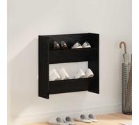 vidaXL Armadio per scarpe da muro Altro Rovere nero Legno multistrato