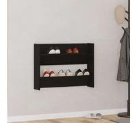 vidaXL Armadio per scarpe da muro Altro Rovere nero Legno multistrato