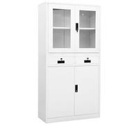 VIDAXL - Armadio per Ufficio Bianco 90x40x180 cm in Acciaio e Vetro