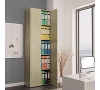 vidaXL Armadio per Ufficio Alto con Ripiani e 2 Ante Robusto Durevole Pratico Elegante Schedario Archiviazione Documenti Rovere Sonoma in Truciolato