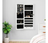 vidaXL Armadio Portagioie a Specchio con Luci LED a Parete Bianco