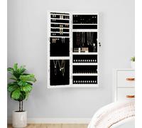 vidaXL Armadio Portagioie a Specchio con Luci LED a Parete Bianco