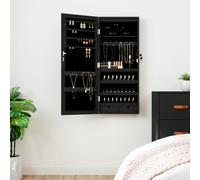 vidaXL Armadio Portagioie a Specchio con Luci LED a Parete Nero