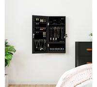 vidaXL Armadio Portagioie a Specchio con Luci LED a Parete Nero