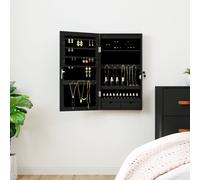 vidaXL Armadio Portagioie a Specchio con Luci LED a Parete Nero