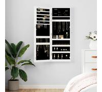 vidaXL Armadio Portagioie con Specchio a Muro Bianco 37,5x10x106 cm