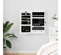 vidaXL Armadio Portagioie con Specchio a Muro Bianco 37,5x10x67 cm