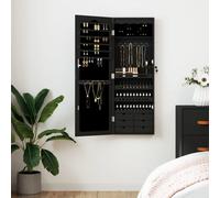vidaXL Armadio Portagioie con Specchio a Muro Nero 37,5x10x106 cm