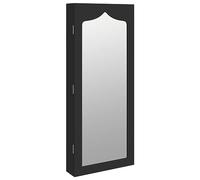 vidaXL Armadio Portagioie con Specchio a Muro Nero 37,5x10x90 cm