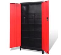 vidaXL Armadio Portautensili 2 Ante Acciaio Nero Rosso Porta Attrezzi Officina