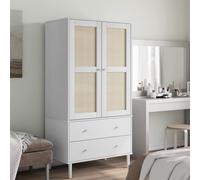AX Armadio Vestiti 4Scomparti Classico Serie SENJA Rustico Bianco Lusso + 358035