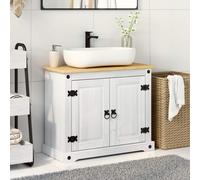 vidaXL Armadio sottolavello Bianco 73 x 33 x 60 cm Pino massello, Mobile da bagno, legno rustico rettangolare, spazio ampio per soluzioni salvaspazio, design accessibile e funzionale