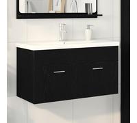vidaXL Armadio sottolavello con porta Rovere Nero 90 x 38.5 x 46 cm