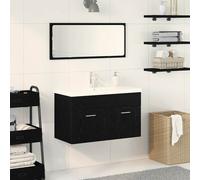 vidaXL Armadio sottolavello con porta Rovere Nero 90 x 38.5 x 46 cm
