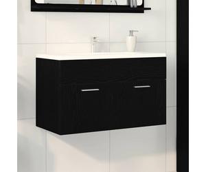 vidaXL Armadio sottolavello con porta Rovere Nero Legno multistrato