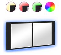 vidaXL Armadio Specchio LED con porta Rovere nero 100 x 12 x 45 cm