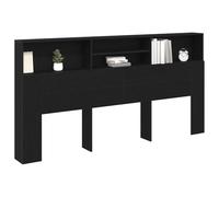 vidaXL Testiera moderna in rovere nero con stoccaggio in legno massello, mobili per camera da letto, eleganti ripiani integrati, finitura opaca, dimensioni: 200 x 19,3 103,5 cm, design contemporaneo