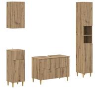 vidaXL ARNHEM, set di mobili da bagno, 4 pezzi per il bagno, portaoggetti moderno, resistente all'umidità, da parete, compatto e pratico