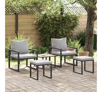 vidaXL Arredamento da Giardino 4 pcs Grigio chiaro Poliestere