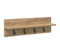 vidaXL Artisan - Pannello appendiabiti in rovere 60 x 10,5 x 18 cm, in legno marrone, moderno sistema di archiviazione per corridoi con ganci e ripiani.