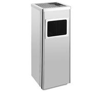 vidaXL Pattumiera con Posacenere da Albergo 36 L Lavabile Inserti Rimovibili Cestino Rifiuti Bidone Spazzatura Commerciale in Acciaio Inox Argento