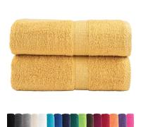 vidaXL Asciugamani Ospiti 2 pz Oro 30x50 cm 600gsm 100% Cotone, Asciugamano, Asciugamano per Il Viso, Set di Asciugamani da Bagno, Telo da Bagno