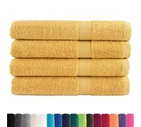 vidaXL Asciugamani Premium 4 pz Oro 100x200 cm 600gsm 100% Cotone, telo da spiaggia, telo mare, telo da bagno grande, telo da bagno