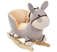 VIDAXL - Asino a Dondolo con Schienale in Peluche 60x32x55 cm Grigio