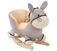 vidaXL Asino a Dondolo con Schienale in Peluche 60x32x55 cm Grigio Giocattolo