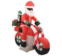 vidaXL Babbo Natale Gonfiabile sulla Moto con LED Decoro Natalizio Decorazione Feste Invernali per Esterni FESTIVITÀ all'Aperto 160 cm