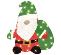 vidaXL Babbo Natale Illuminato Bianco Caldo 62 x 70 cm Tessuto di Lamè, Decorazioni per Il Soggiorno, addobbi Moderni, luci LED stagionali, Decorazioni Natalizie Resistenti