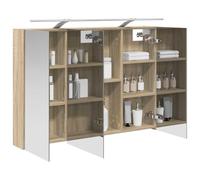 vidaXL Mobiletto per specchio da bagno con lo scaffale Rovere Sonoma, Contenitore da bagno, armadietto rettangolare, specchio da parete, vanity salvaspazio, ripiani regolabili